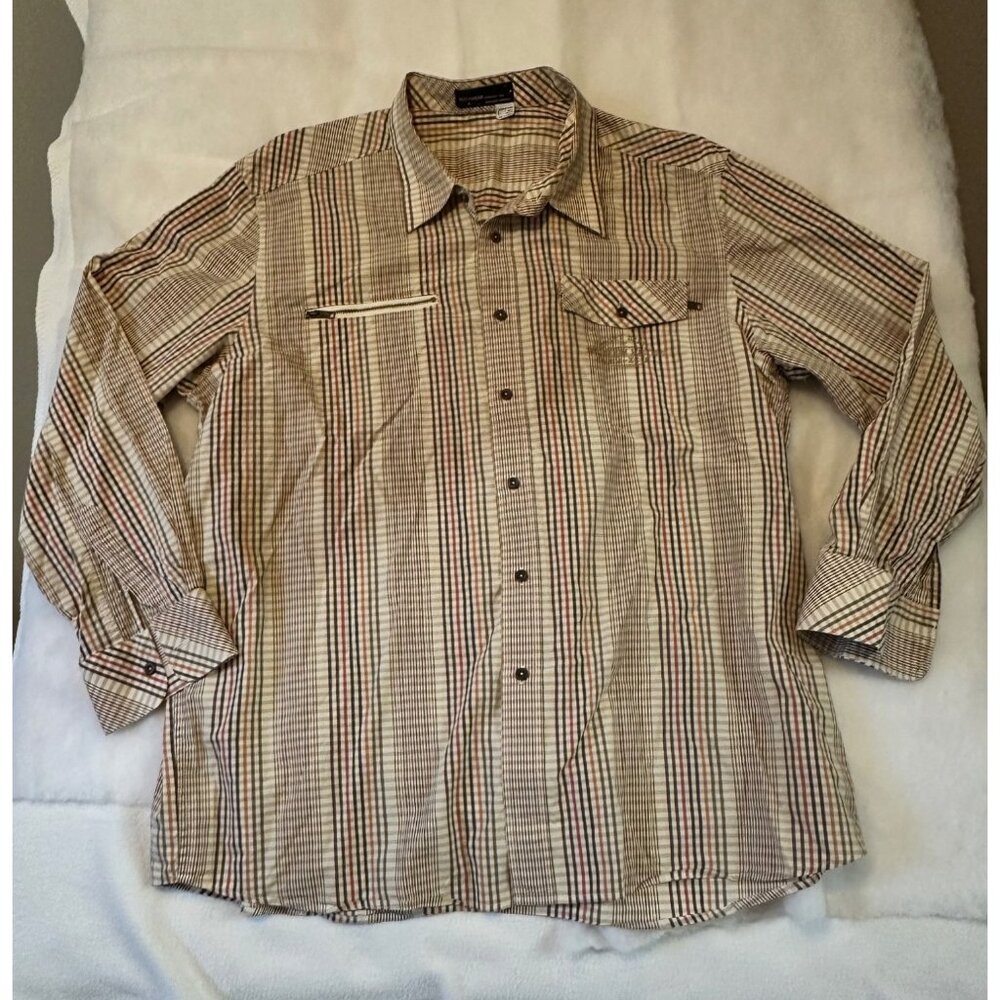 Rocawear Mens Sz 3XL Button Down Shirt Plaid Zip Pockets